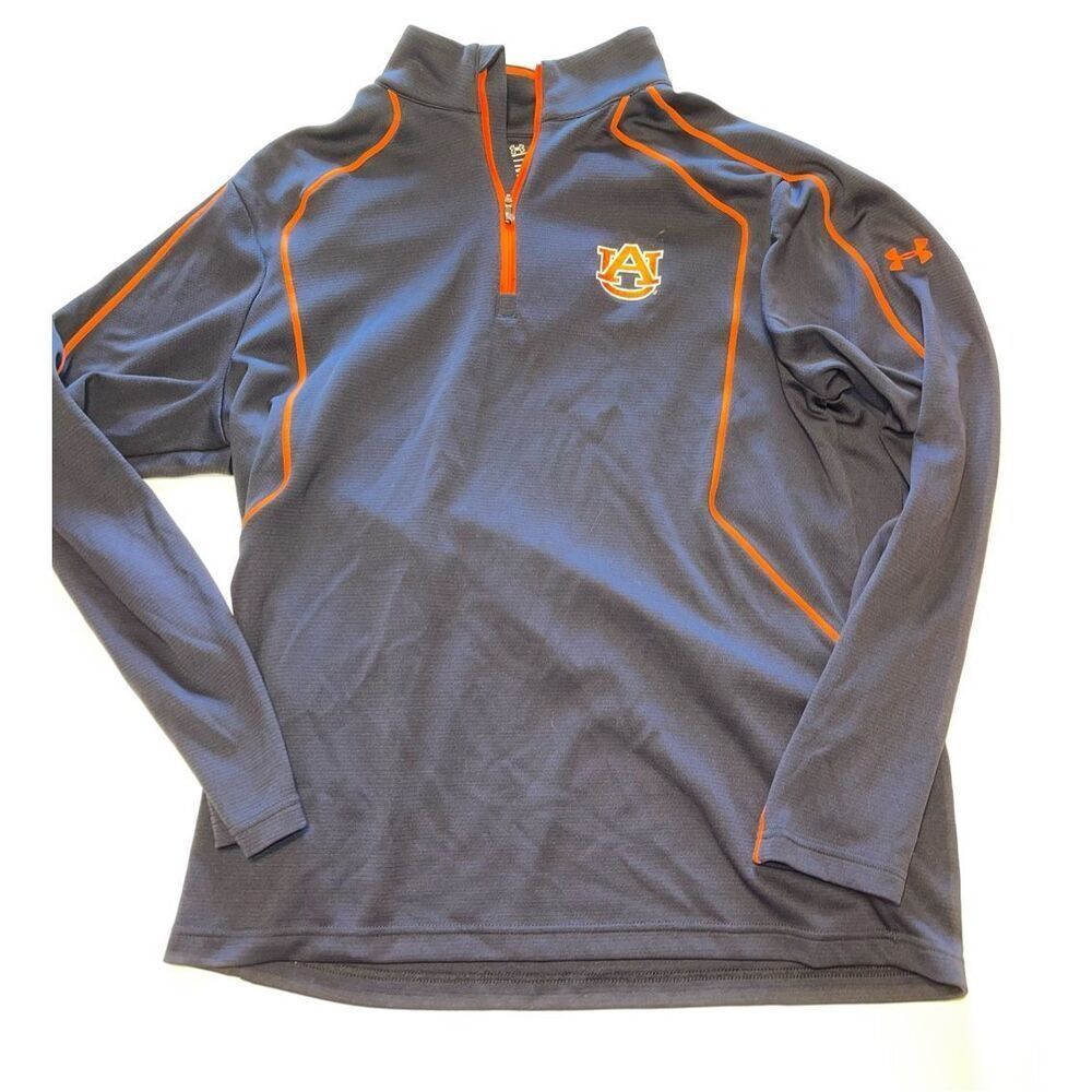 Auburn Tigers Under Armour 1/4 Zip Mens XL Navy Blue Loose Pullover Jacket A30